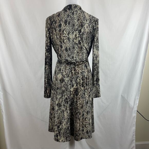 Jones New York Brown Tan Animal Print Faux Wrap Career Dress NWOT Size 8 - Picture 5 of 13